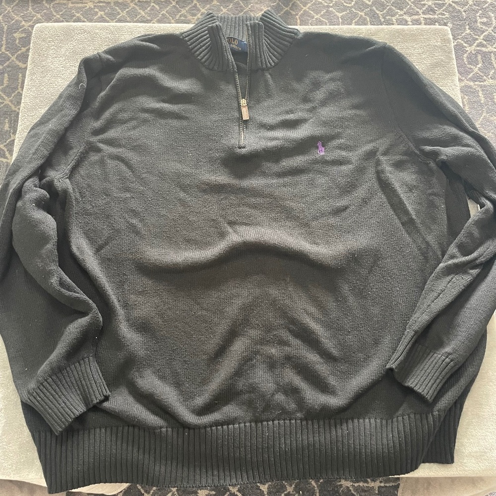 Polo Ralph Lauren Blue Label Men’s Black 1/4 Zip Sweater, Size 3XLT